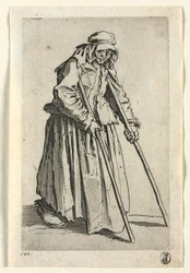 Les Mendiants : Mendiante sur des béquilles, vers 1623