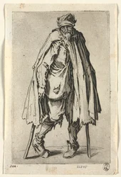 Les mendiants : Mendiant sur des béquilles avec un sac, vers 1623