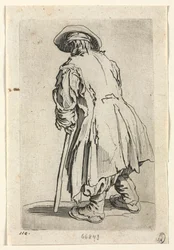 Les mendiants : Vieux mendiant sur une seule béquille, vers 1623