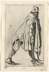 Les mendiants : Le mendiant en béquilles, portant un bonnet, vers 1623