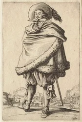 Le gentilhomme enveloppé dans son manteau bordé de fourrure