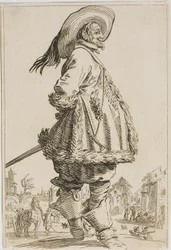 Le gentilhomme en manteau bordé de fourrure avec les mains derrière le dos, de la série La Noblesse de Lorraine