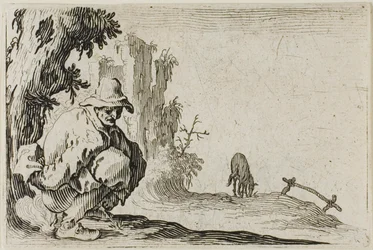 Le paysan accroupi, des Caprices
