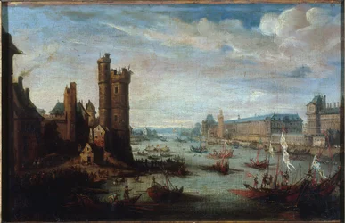 La Tour de Nesle, la Grande Galerie et le Louvre, vus du Pont-Neuf, vers 1630, entre 1625 et 1635
