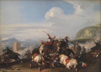 Scène de bataille avec cavalerie turque