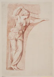 Figure féminine en costume classique placée dans une niche