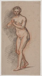 Figure de modèle féminin avec les mains devant la poitrine