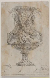 Prydvase avec deux têtes et deux nymphes d