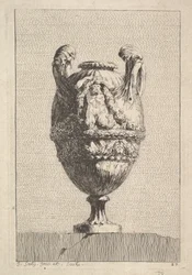 Vase avec une sirène mâle tenant une guirlande, de : Vases