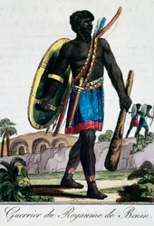 Guerrier du Bénin, Afrique, gravure de l