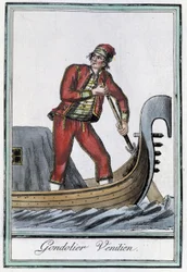 Gondolier à Venise - dans "Encyclopédie des voyages" de Grasset Saint Sauveur, éd. Paris 1796