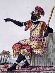 Roi de Loango, gravure en couleur d