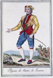 Paysanne du canton de Lucerne (Suisse) - dans "Encyclopédie des voyages" par Grasset St Sauveur, éd. 1796