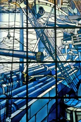 Nancy (département 54), Art Nouveau, Vitraux de Jacques Gruber (1870-1936), au siège de Pont-à-Mousson, av. de la libération