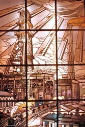Nancy (département 54), Art Nouveau, vitraux de Jacques Gruber (1870-1936), au siège de Pont à Mousson, av. de la libération