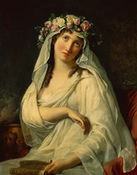 Une vestale couronnée de fleurs