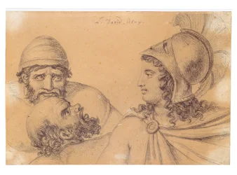 Néerlandais : Guerrier casqué avec deux hommes barbus Guerrier casqué avec deux hommes barbus