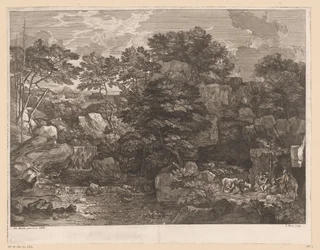 Paysage fluvial avec bergers