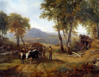 Les bûcherons dans la forêt (détail)