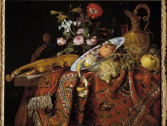 Nature morte avec violon et aigue-marine
