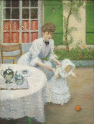 Jacques Wely Mère avec fillette jouant au ballon 1906