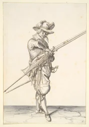 Soldat se préparant à tirer un mousquet