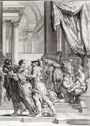 Jehoiada, grand prêtre de Jérusalem proclamant le prince Joas roi de Juda, scène de 