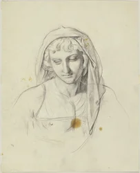 Tête de femme, couverte d