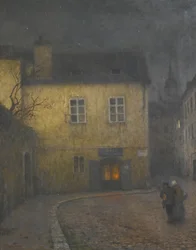 Un coin de rue à Prague, vers 1900
