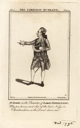 M. James William Dodd dans le rôle de Lord Foppington dans The Careless Husband de Colley Cibber, Drury Lane Theatre