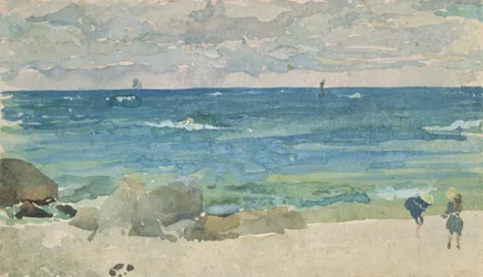 Scène de plage avec deux personnages, 1885-90