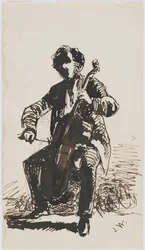 Sir Seymour Haden jouant du violoncelle, c.1855