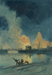Émeutes de Bristol : Incendie de la maison de péage sur le pont de Prince Street, vers 1832