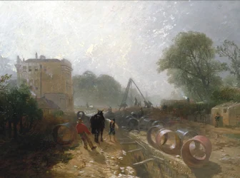 Pose de tubes monstres du New River, vers 1820-1870