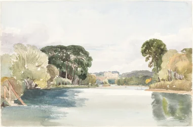Scène de rivière avec château lointain