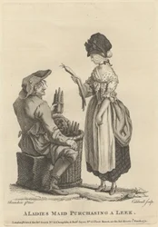 Une Femme de Chambre Achetant un Poireau