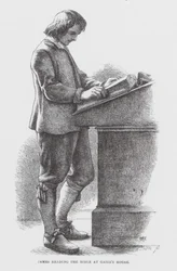 James lisant la Bible chez Gaius