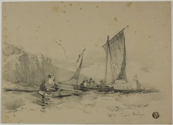 Bateaux de pêche près des falaises