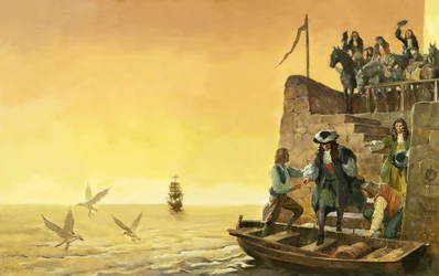 Départ de Jacques II (gouache sur papier)