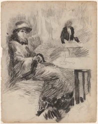 Copie : femme à une table dans un café