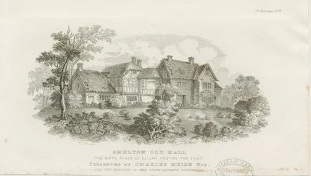 Shelton Old Hall : gravure sur acier (vignettée), nd [c 1843]
