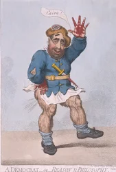 A Democrat, or Reason  Philosophy, publié par Hannah Humphrey en 1793 (gravure coloriée à la main)