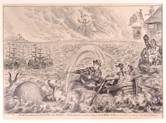 Marins britanniques remorquant la flotte danoise dans le port, 1807