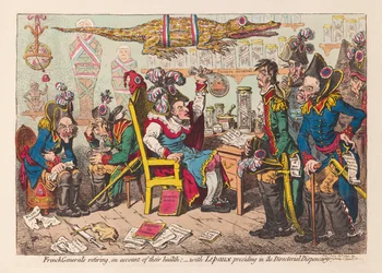 Généraux français se retirant pour des raisons de santé : - avec Lepaux présidant au dispensaire directeur, 1799