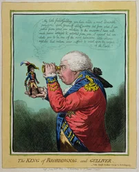 Le Roi de Brobdingnag et Gulliver, publié par Hannah Humphrey en 1803