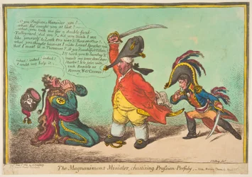 Le Ministre magnanime, châtiant la perfidie prussienne. - voir Morning Chronicle avril..., 2 mai 1806