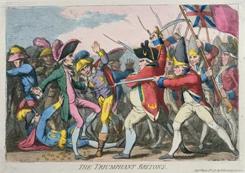 Les Britanniques triomphants, publié par Hannah Humphrey en 1780 (gravure à la main)