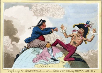 La lutte pour les tas de fumier ou Jack Tar (représentant les hommes de la marine britannique) contre Napoléon Bonaparte