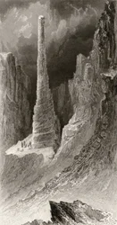 Monument de Tennyson, gravé par J. McGoffin, de 