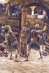 La flagellation du visage - de « La vie de notre seigneur Jésus Christ » par Jacques Joseph Tissot dit James Tissot (1836-1902)